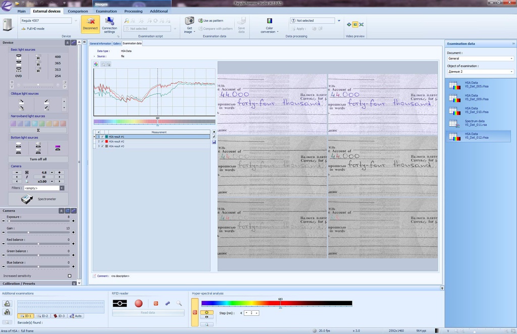 Video Comparador Espectral de Cámara Dual Regula 4308